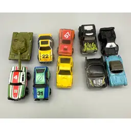 Vintage Galoob Micro Machine Die-Cast Cars & Funrise Tank 1980's Lot 10 Cars