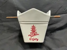 Enjoy take out container ceramic serving Noodle Bowl with chopsticks
