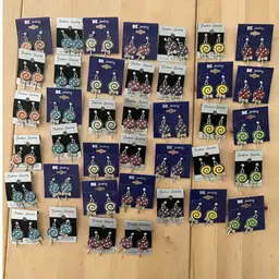 Lot Of 39 Lollipop Assorted Colors Swirl Dangle Earrings NOS