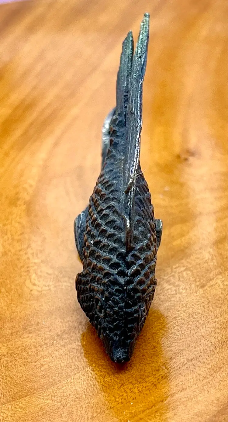 Vintage Mini Bronze Angel Fish Figurine HEAVY Chinese?