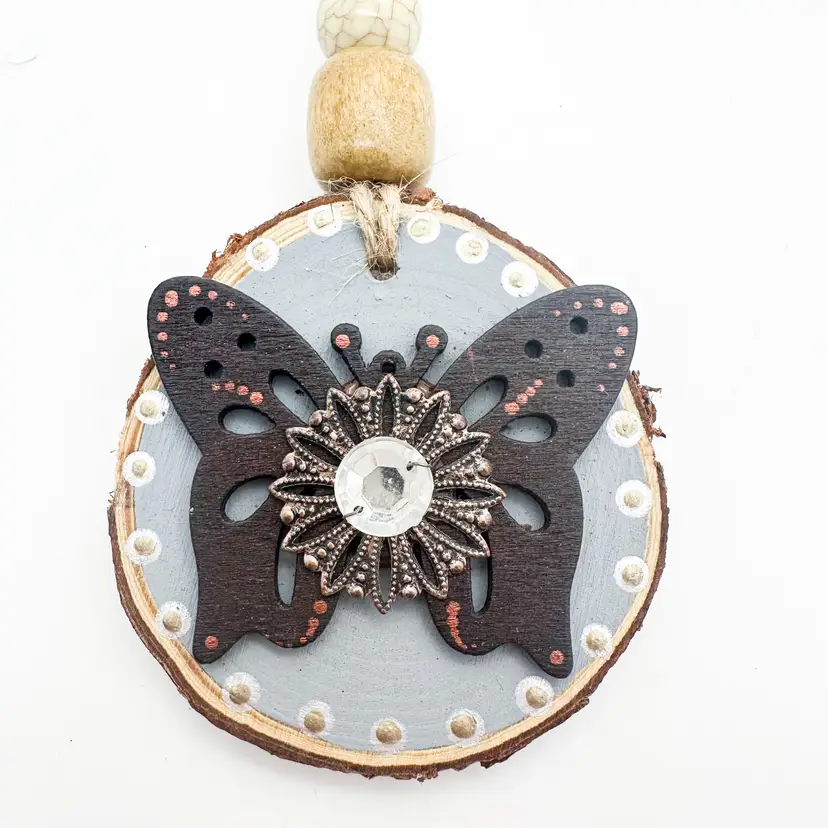 Butterfly Handmade Decorative Bauble Ornament Repurposed Jewelry