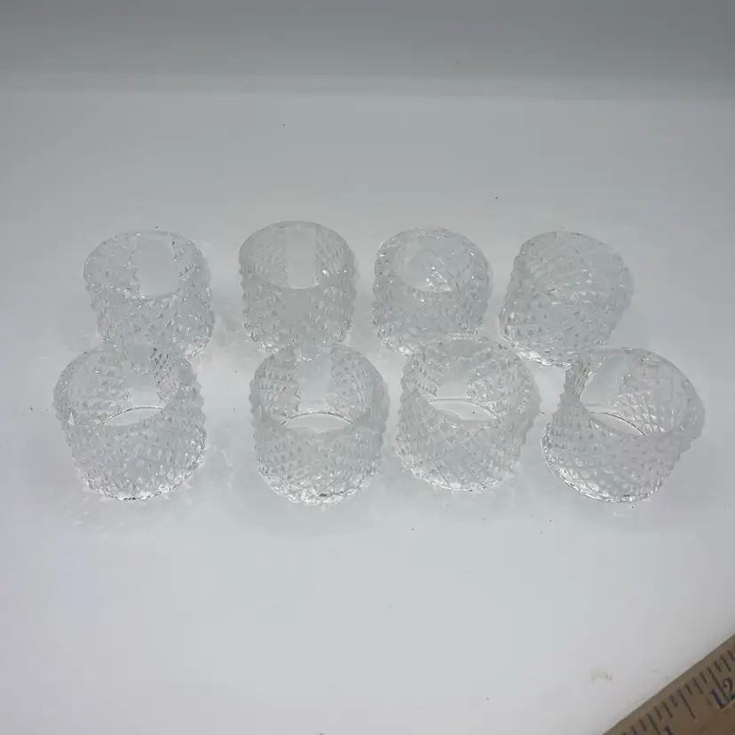 Tipperary Heavy Lead Crystal Napkin Ring Set Of 8 1.5” Each Etched