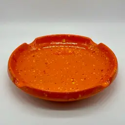 MCM Orange 1970s Speckled Ceramic Ashtray Dish | 8”