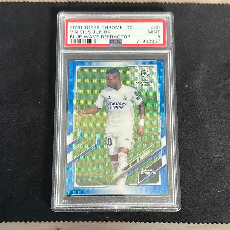 2020-21 Topps Chrome UCL Vinicius Jr Blue Wave Refractor PSA 9