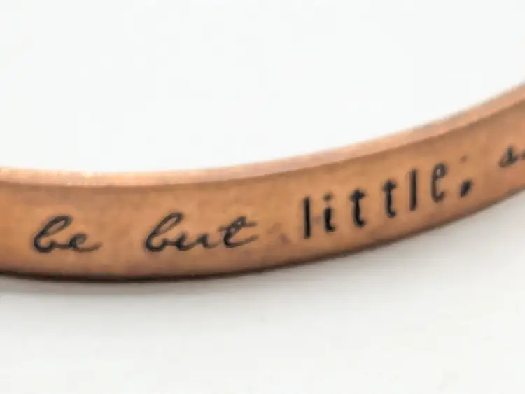 Copper Tone Cuff Bracelet with Inspirational Quote