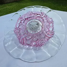 Vintage Indiana Glass Cranberry Flash Footed Platter Cake Plate Sandwich 13.5”