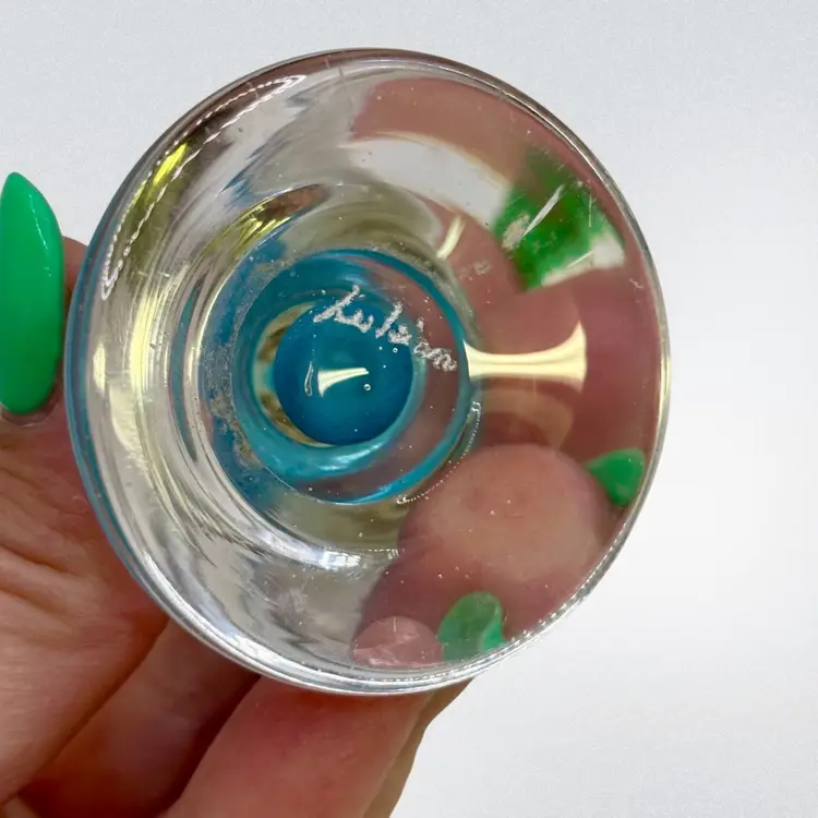 Signed Art Glass Ring Holder UV GLOW*