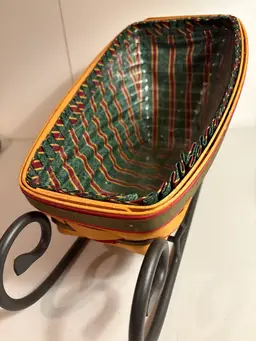 Longaberger 1997 Large Holiday Sleigh Basket Combo, Wrought Iron Sleigh Runners