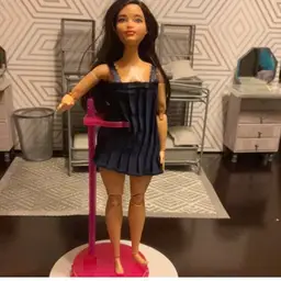 Navy Chiffon Pleated LBD