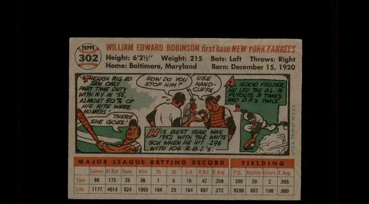 1956 Topps #302 Eddie Robinson - (pk-tl2) - New York Yankees