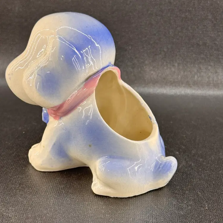 Small Vintage Ceramic Dog Planter Occupied Japan