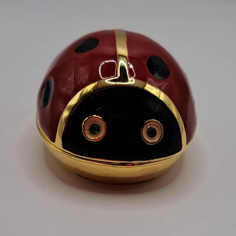 Vintage Rucinni Enameled Ladybug Trinket Box