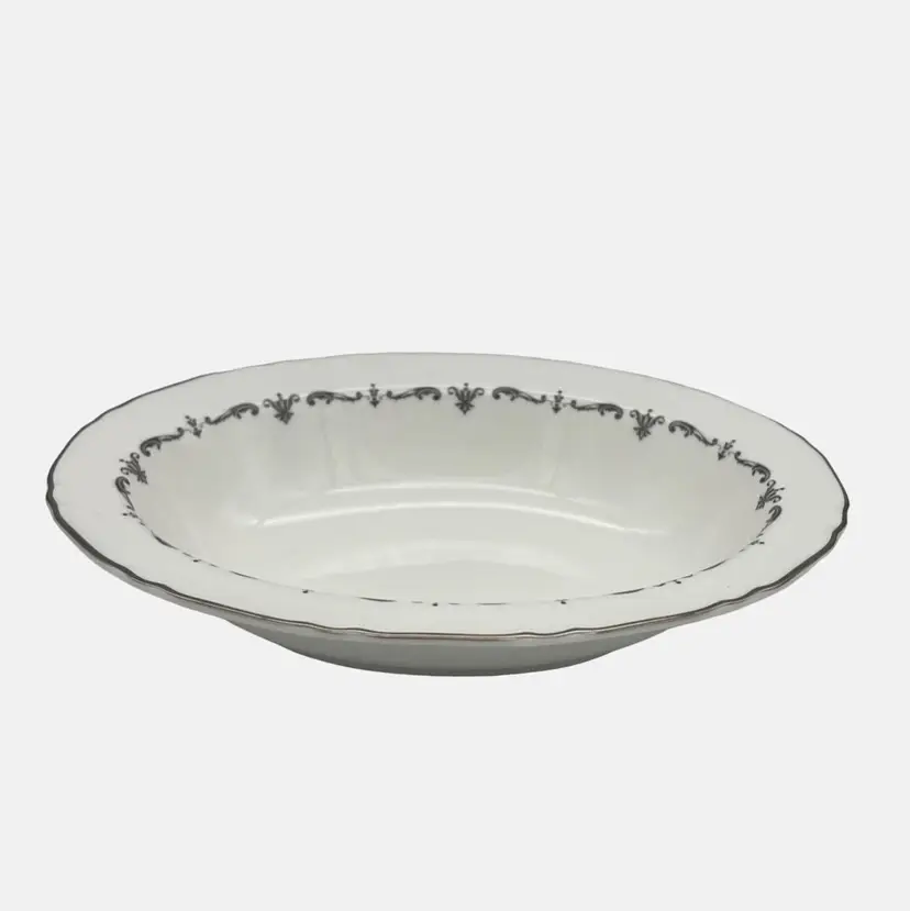 Royal Worcester Silver Chantilly Oval Vegetable Bowl Fine Bone China England