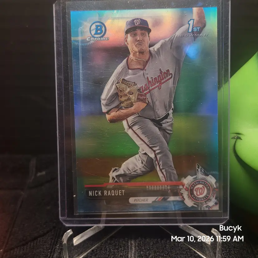 2017 Bowman Draft Chrome Sky Blue - Nick Raquet Washington Nationals 335/399