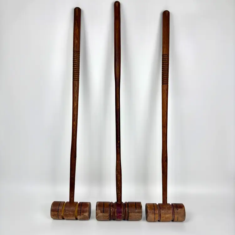 3 Vintage Wooden Croquet Mallets