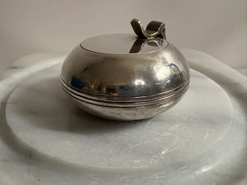 Vintage Silver Plated Candle Holder, Pillbox ,Trinket Box, Ashtray