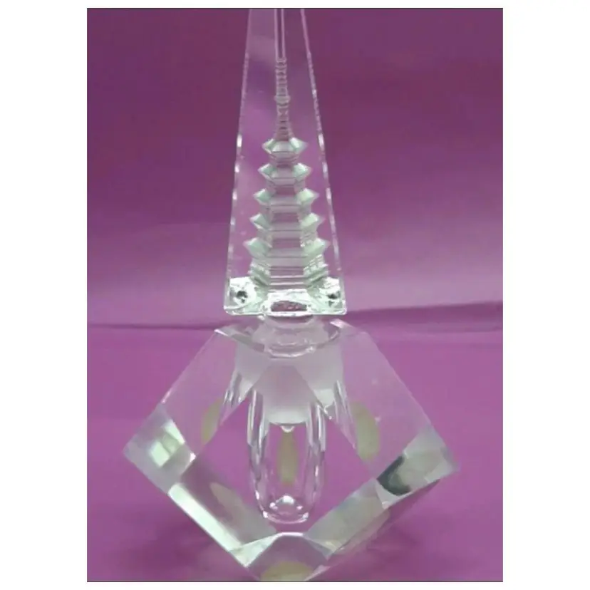Vintage Handcut Crystal Perfume Bottle with Pagoda