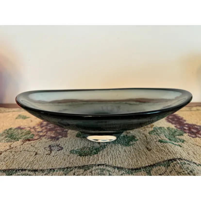 Whitefriars #9663 Smokey Blue Grey Color Vintage MCM Glass Bowl 10”