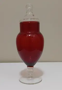 Vintage Red And Clear Apothecary Jar