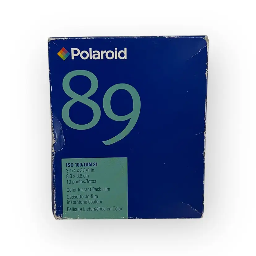 Vintage NOS Polaroid 89 Film. EXPIRED 07/07. Made in 2003. ISO 100/Din, Color Instant Pack Film. Box is unopened.