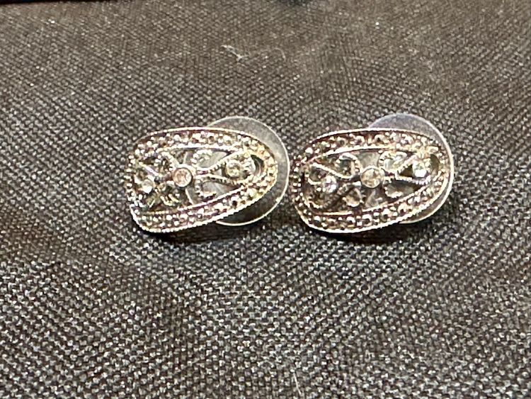 Silvertone Rhinestone Pierced earrings