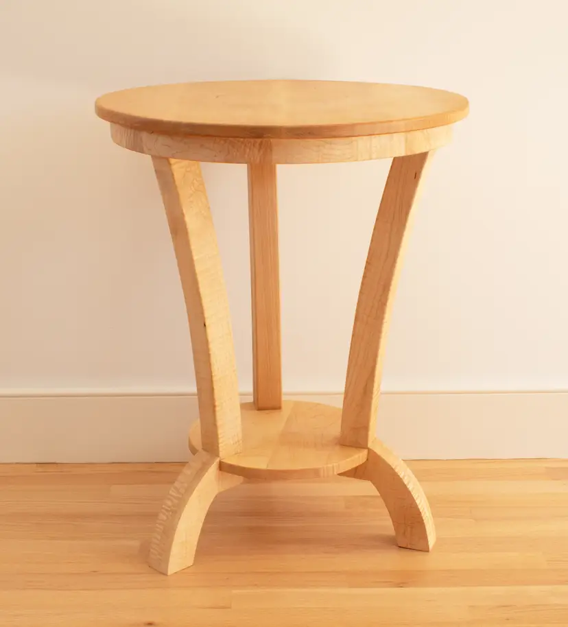 HIGHLY FIGURED CURLY MAPLE SIDE TABLE