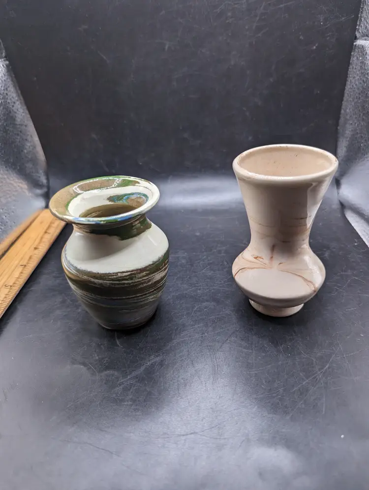 Vintage Lot of 2 Hand Made Pottery Vases - Desert Sands And Sitka Alaska