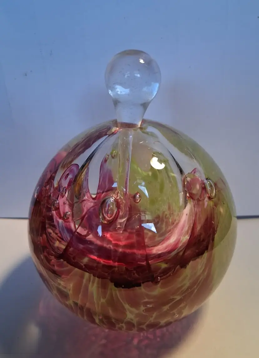 Vintage Scarce MCM Czech Egermann Art Glass Paperweight/Perfume Bottle, Signed