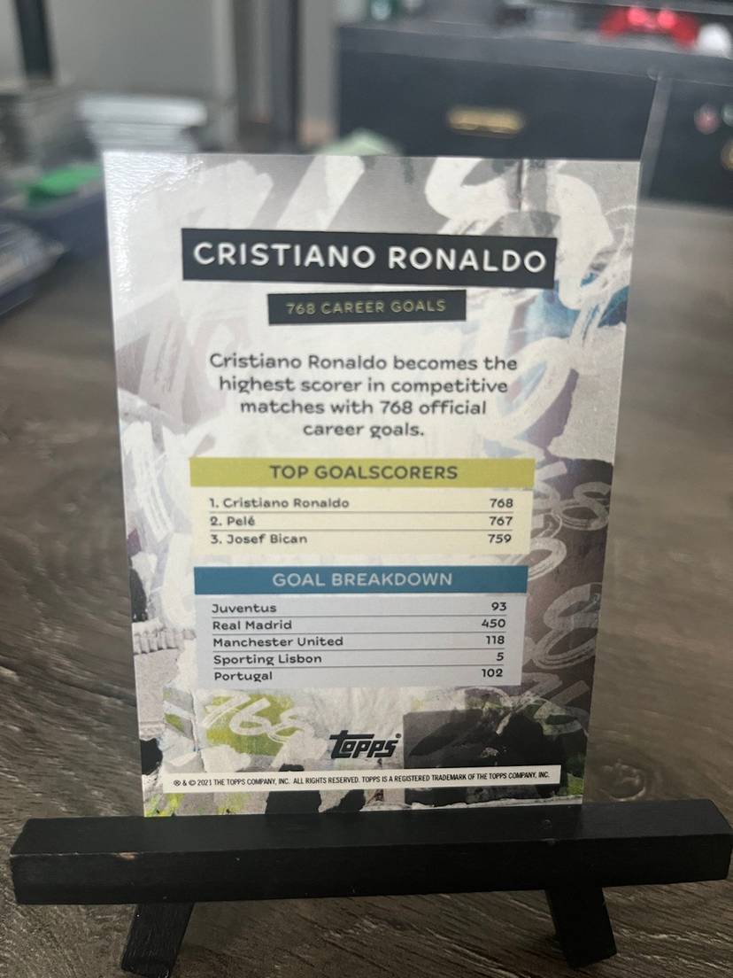 Cristiano Ronaldo 2021 Topps Now UCL 768 Career Goals Soccer Card (BB)