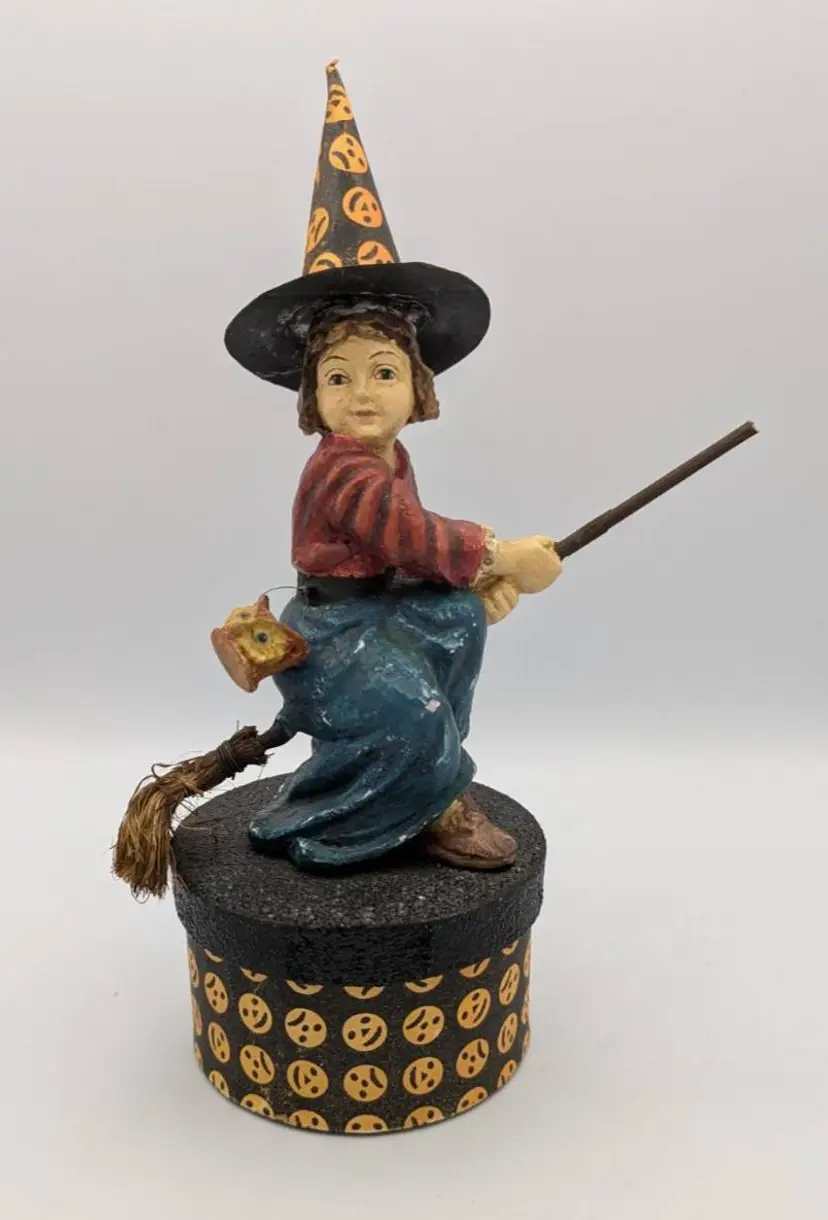 Bethany Lowe Design Vintage "Halloween Witch" Figurine Trinket box