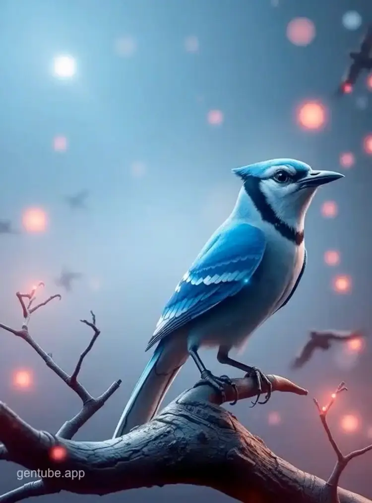 Blue Grim Jay - 9x11 Print