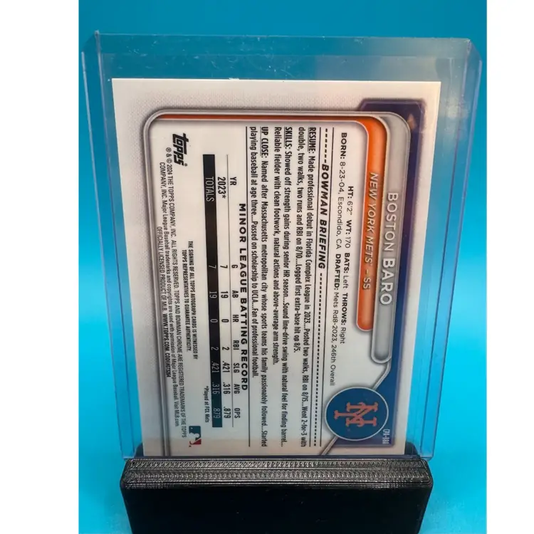 Boston Baro 1st Bowman Chrome Auto New York Mets