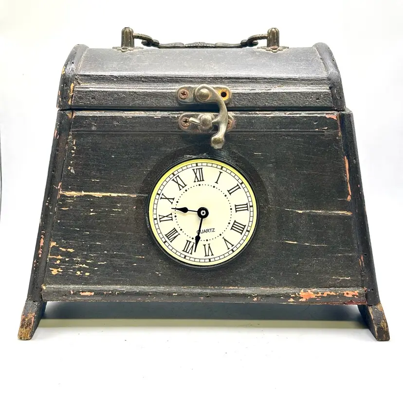 Decorative Wooden Clock Storage Box 6”