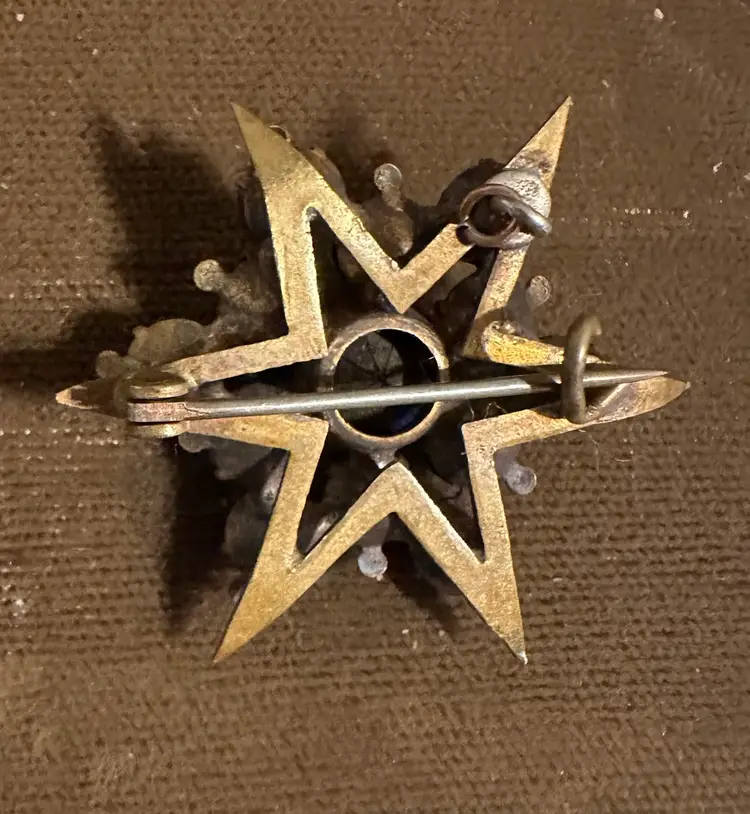 Antique Victorian Iris Rainbow Rhinestone Gold Filled Star Pin