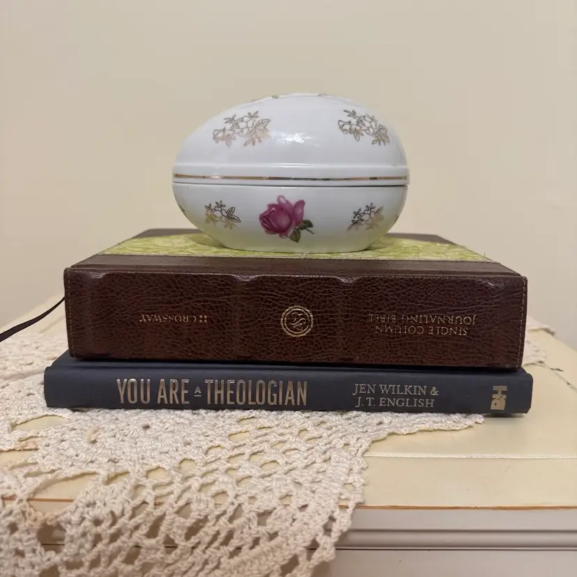 Lefton Hand-Painted Egg Trinket Box - 5 inches