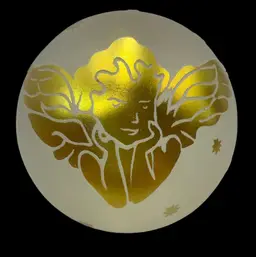 Steven Correia Golden Angel Frosted Glass Paperweight 3.25”