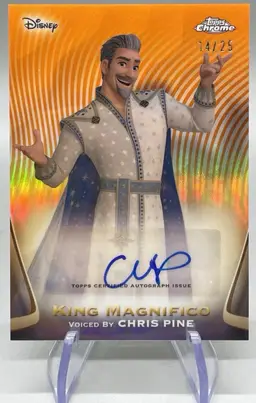 2025 Topps Chrome Disney Chris Pine Auto King Magnifico Orange Refractor #14/25