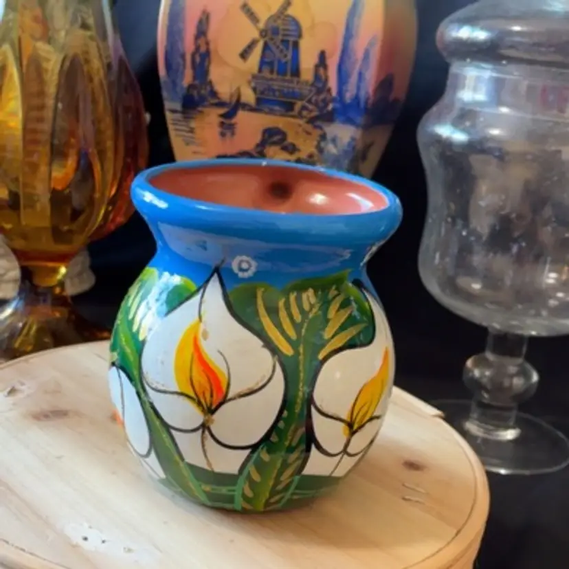 Calla Lily Mexican Pottery Mug paint glows!