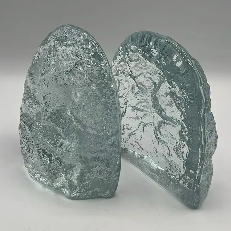 Blenko #741 Pair Glacier Heavy Glass Bookends