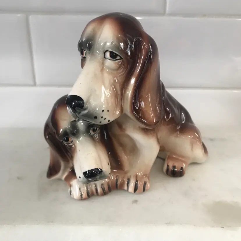 Vintage Cuddling Dogs Figurine Taiwan
