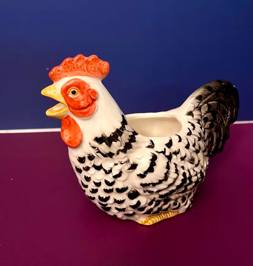 Vintage Otigiri Black White Chicken Creamer