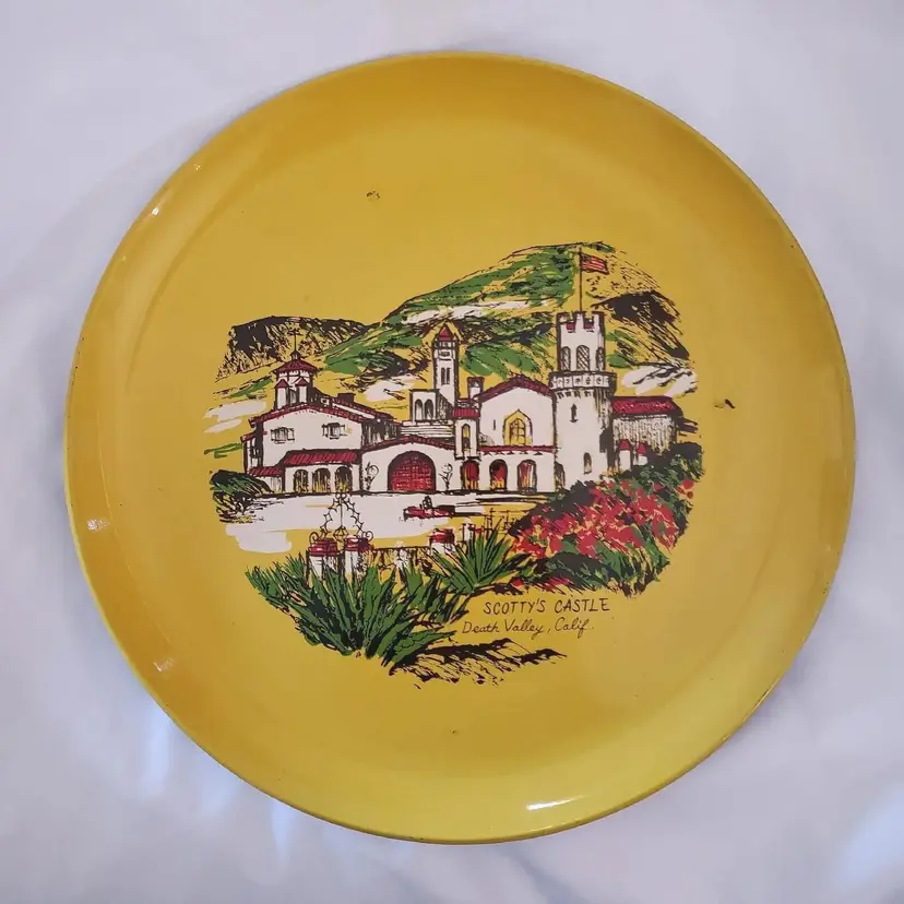 Scotty's Castle Death Valley CA Lacquered Souvenir Plate EFCCO Quality Imports 