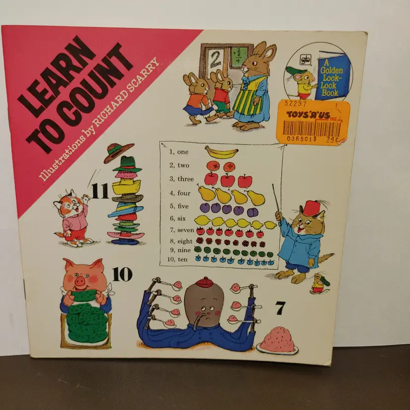 Learn To Count. Richard Scarry. Issues- Toys R Us sticker. Published 1976.
