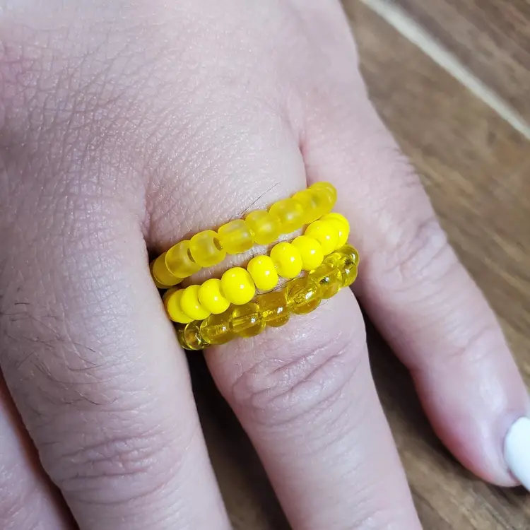 Seed Bead Flexible Ring Set Lemonade