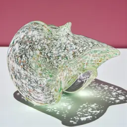 Vintage Murano Art Glass Bowl Bullicante Adventurine Green Confetti Handmade MCM