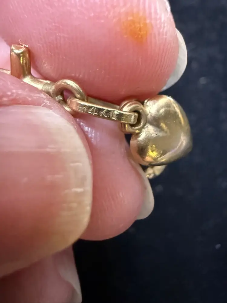 14K YELLOW GOLD HEART CROSS & ANCHOR CHARM PENDANT Faith Hope Love