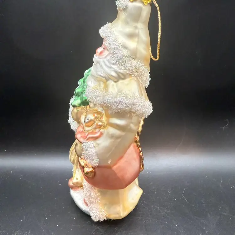 Vintage Hand-Blown Glass Santa Claus Christmas Ornament - 9in