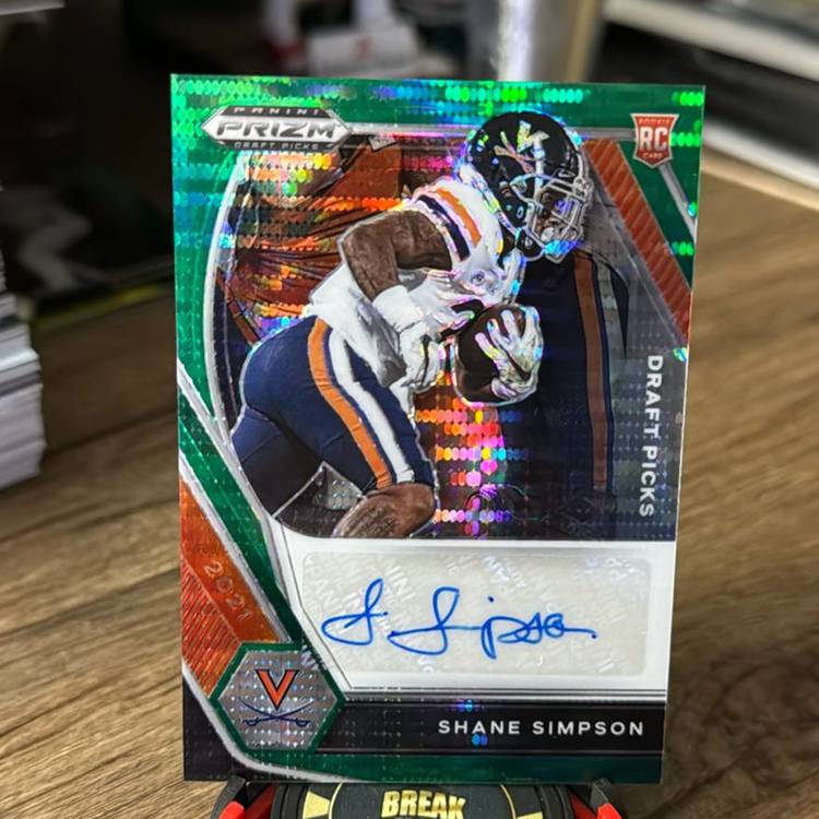 Shane Simpson
2021 Prizm Draft Picks RC Auto
Green Pulsar Prizm /25