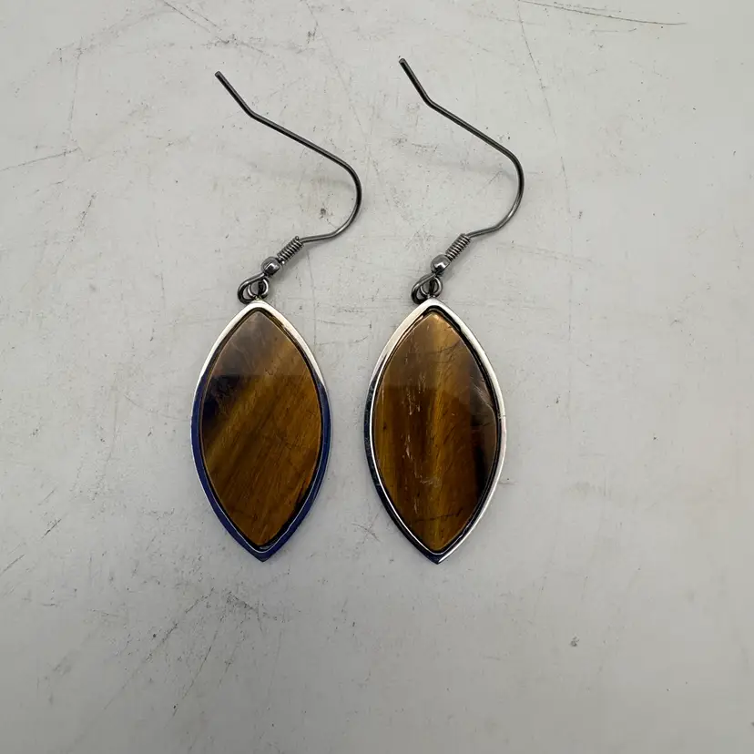 Tiger’s Eye gemstone dangle earrings