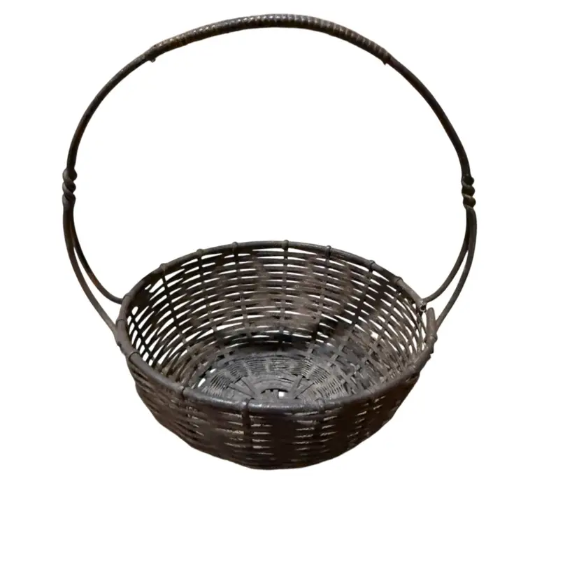 Antique MINI METAL WIRE WOVEN CANDY BASKET GERMANY 4.5"